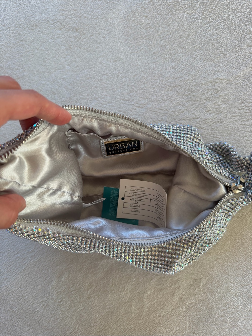 Silver Crystal-Embellished Women's Shoulder Bag - Picture 4 of 8